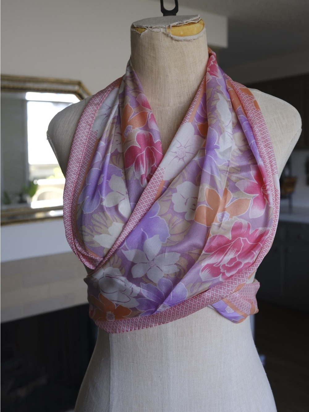 Floral Pink Lavender Scarf